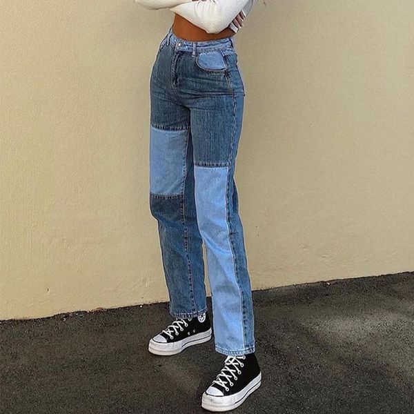 fashion straights load women's high waist buttons fly streetwear 90s retro punk jeans straight brim pants, Blue
fashion straights load women's high waist buttons fly streetwear 90s retro punk jeans straight brim pants, Blue