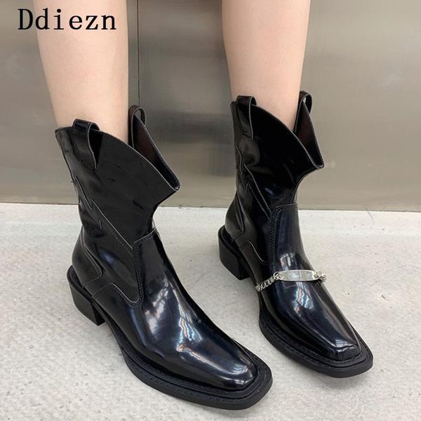 boots woman 2021 autumn winter fashion short square toe handsome shoes mid-calf british style, Black
boots woman 2021 autumn winter fashion short square toe handsome shoes mid-calf british style, Black