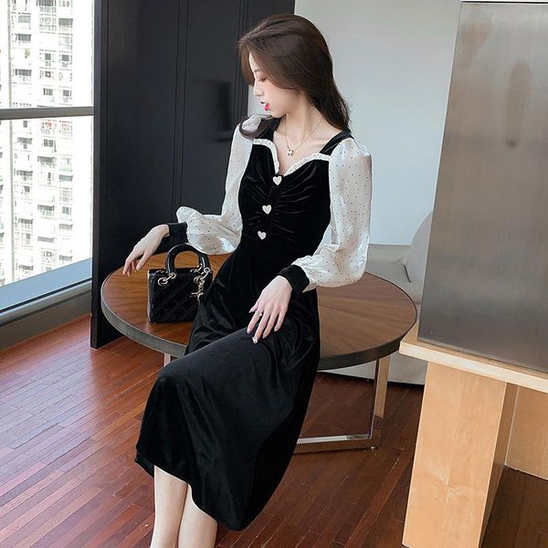 casual dresses women korean dress fashion one piece autumn spring 2021 french style cute long sleeve patchwork solid v-neck traf, Black;gray
casual dresses women korean dress fashion one piece autumn spring 2021 french style cute long sleeve patchwork solid v-neck traf, Black;gray