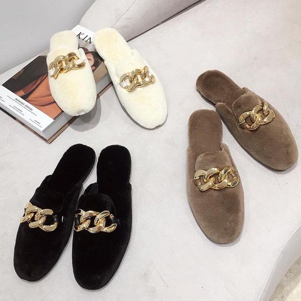fur slippers female women mules slides brand metal buckle home flip flops house shoes ladie winter warm flat, Black
fur slippers female women mules slides brand metal buckle home flip flops house shoes ladie winter warm flat, Black
