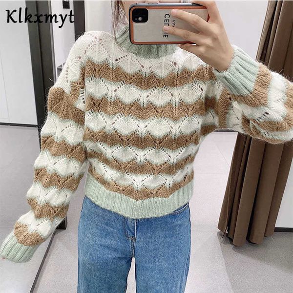 klkxmyt za sweater women fashion stripe hollow out cropped knitted vintage long sleeve female outerwear chic 210527, White;black
klkxmyt za sweater women fashion stripe hollow out cropped knitted vintage long sleeve female outerwear chic 210527, White;black