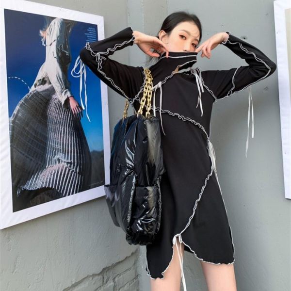 casual dresses french design office lady half high collar irregular split short dress lace-up women summer solid pullover sweet style, Black;gray
casual dresses french design office lady half high collar irregular split short dress lace-up women summer solid pullover sweet style, Black;gray