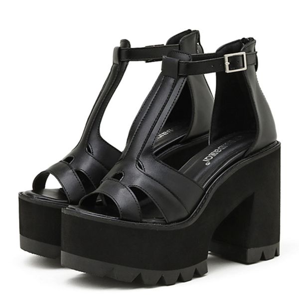 sandals 2021 arrival female solid zipper peep toe platform high heel shoes women punk quality sandals, Black
sandals 2021 arrival female solid zipper peep toe platform high heel shoes women punk quality sandals, Black