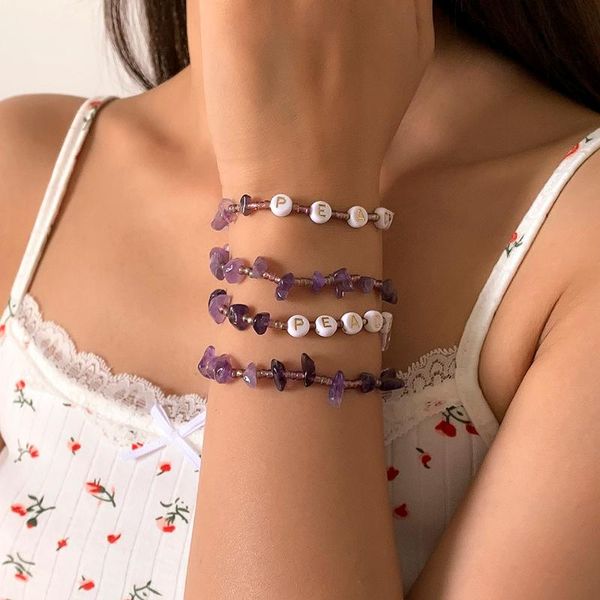 link, chain ingemark irregular natural circle round purple color stone bracelet letters peace beads jewelry bracelets for women friends, Black
link, chain ingemark irregular natural circle round purple color stone bracelet letters peace beads jewelry bracelets for women friends, Black