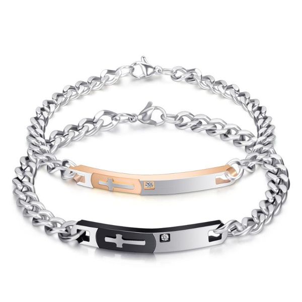 link, chain trendy cross pattern bracelet religious stainless steel crystal charm bracelets & bangles for women men jewelry, Black
link, chain trendy cross pattern bracelet religious stainless steel crystal charm bracelets & bangles for women men jewelry, Black