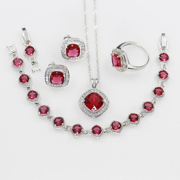 earrings & necklace gzjy women red crystal jewelry sets 925 silver square vintage ring pendant bracelet for party gift
earrings & necklace gzjy women red crystal jewelry sets 925 silver square vintage ring pendant bracelet for party gift