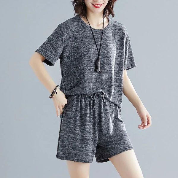 plus size casual shorts suit women tracksuit two piece set fashion short sleeve t-shirts + pants sportswear jogging outfit women's trac, Gray
plus size casual shorts suit women tracksuit two piece set fashion short sleeve t-shirts + pants sportswear jogging outfit women's trac, Gray