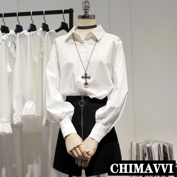 women's blouses & shirts chic 2021 fashion spring loose shirt long sleeves simple casual all-match female blusas, White
women's blouses & shirts chic 2021 fashion spring loose shirt long sleeves simple casual all-match female blusas, White