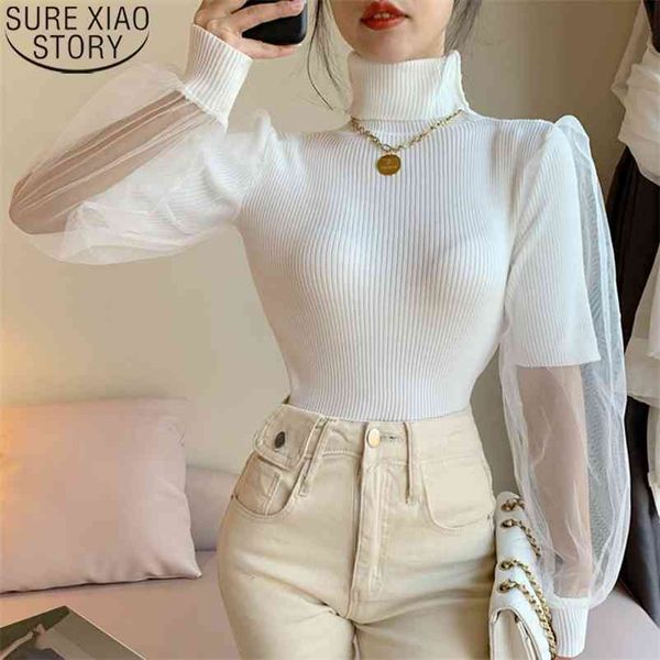 spring puff sleeve mesh sweaters turtleneck women fashion pullover female solid knitted casual 127 210510, White;black
spring puff sleeve mesh sweaters turtleneck women fashion pullover female solid knitted casual 127 210510, White;black