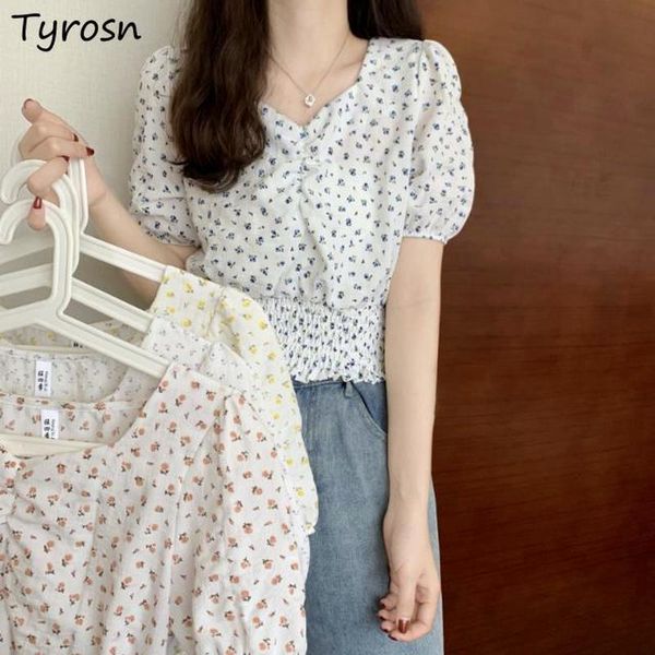 women's blouses & shirts short sleeve women summer crop all-match vintage korean fashion streetwear slimming lady chic harajuku floral, White 
women's blouses & shirts short sleeve women summer crop all-match vintage korean fashion streetwear slimming lady chic harajuku floral, White