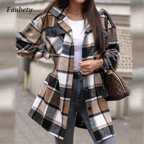 women's jackets winter fashion single breasted lady shirt coat vintage plaid long sleeve casual women lapel button outwear, Black;brown
women's jackets winter fashion single breasted lady shirt coat vintage plaid long sleeve casual women lapel button outwear, Black;brown