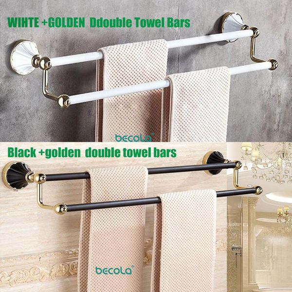 towel racks becola el bathroom double bar white golden bars european style black