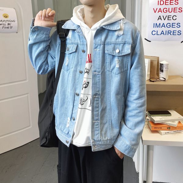 men's jackets denim personality ripped hole washed jean male slim korean style casual mens autumn winter j2hr, Black;brown
men's jackets denim personality ripped hole washed jean male slim korean style casual mens autumn winter j2hr, Black;brown