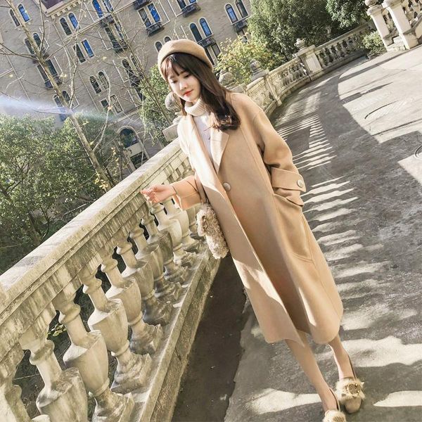 women's wool & blends coat autumn and winter 2021 temperament korean version knee length camel color, Black
women's wool & blends coat autumn and winter 2021 temperament korean version knee length camel color, Black