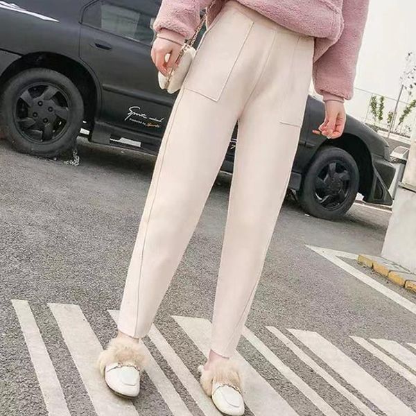 hlbcbg autumn winter knitted women pants harem elastic high waist peg leg fly casual pocket jogger trousers, Black;white
hlbcbg autumn winter knitted women pants harem elastic high waist peg leg fly casual pocket jogger trousers, Black;white