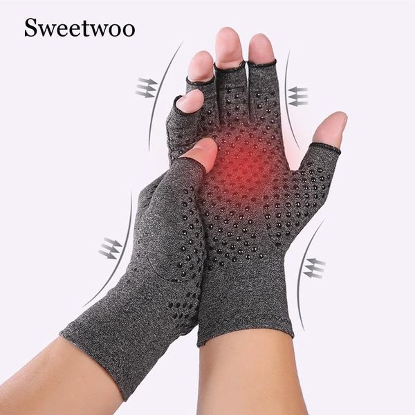 wrist support arhtitis gloves men women therapy compression hand arthritis joint pain relief health care half-finger silicone, Black;red
wrist support arhtitis gloves men women therapy compression hand arthritis joint pain relief health care half-finger silicone, Black;red