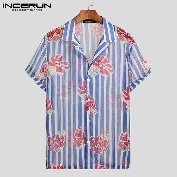 men mesh shirt striped printed see through lapel short sleeve hawaiian shirts breathable streetwear casual camisas s-5xl men's, White;black
men mesh shirt striped printed see through lapel short sleeve hawaiian shirts breathable streetwear casual camisas s-5xl men's, White;black