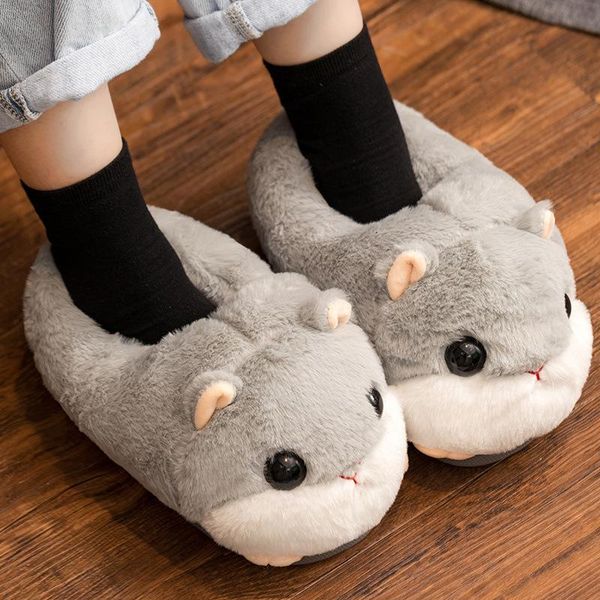 slippers cute warm hamster slipper pink brown gray home floor soft animal female girls winter shoes, Black 
slippers cute warm hamster slipper pink brown gray home floor soft animal female girls winter shoes, Black