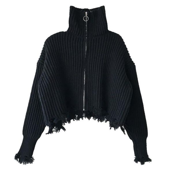 women's sweaters turtleneck sweater knitting needles zipper up cardigan irregular tassel short jumper ladies designer for winter, White;black
women's sweaters turtleneck sweater knitting needles zipper up cardigan irregular tassel short jumper ladies designer for winter, White;black