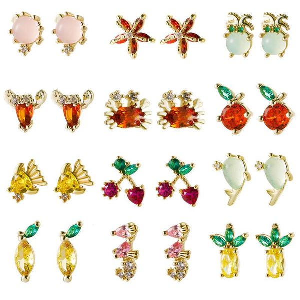 stud cute sea animal earrings for women girls cz zircon tortoise crab hippocampus earings fashion jewelry 2021 wholesale, Golden;silver
stud cute sea animal earrings for women girls cz zircon tortoise crab hippocampus earings fashion jewelry 2021 wholesale, Golden;silver