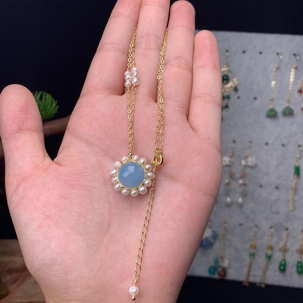 pendant necklaces real pure natural sea blue treasure with pearl necklace grey white baroque jewelry lady, Silver
pendant necklaces real pure natural sea blue treasure with pearl necklace grey white baroque jewelry lady, Silver