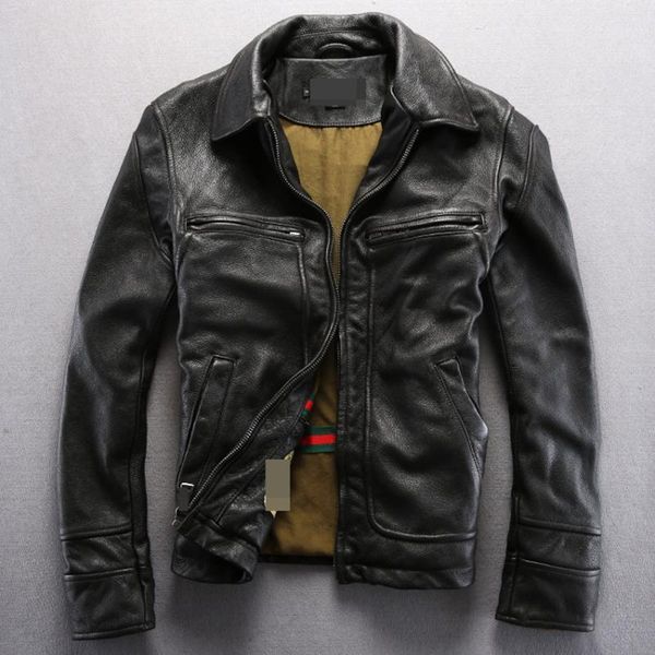 men's leather & faux vintage genuine black motorcycle cowskin coat for men real skin wind jacket
men's leather & faux vintage genuine black motorcycle cowskin coat for men real skin wind jacket