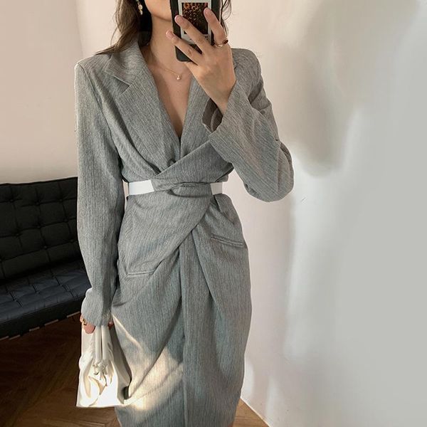 casual dresses elegant women dress twist waist grey party robe femme 2021 autumn ladies korean fashion clothing outfit d6, Black;gray
casual dresses elegant women dress twist waist grey party robe femme 2021 autumn ladies korean fashion clothing outfit d6, Black;gray