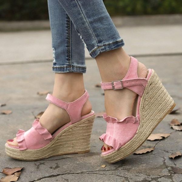 summer women platform sandals gladiator wedges high heels shoes ladies fashion open toe ruffle espadrilles pink, Black
summer women platform sandals gladiator wedges high heels shoes ladies fashion open toe ruffle espadrilles pink, Black