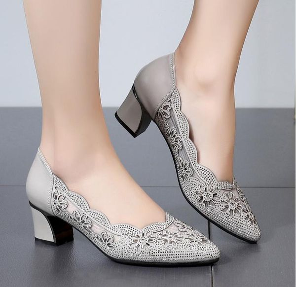 dress shoes summer fashion hollow out genuine leather pumps women med heels square diamond mesh ladies office crystal pointshoes, Black
dress shoes summer fashion hollow out genuine leather pumps women med heels square diamond mesh ladies office crystal pointshoes, Black