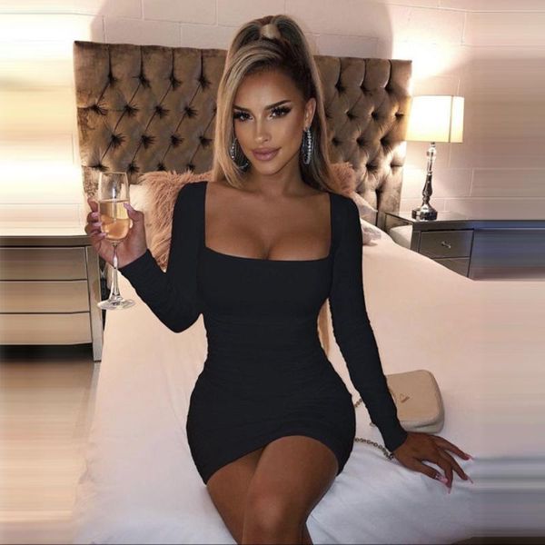casual dresses churses square collar folds long sleeve bodycon dress solid color autumn date party mini for women 2021 arrival, Black;gray
casual dresses churses square collar folds long sleeve bodycon dress solid color autumn date party mini for women 2021 arrival, Black;gray