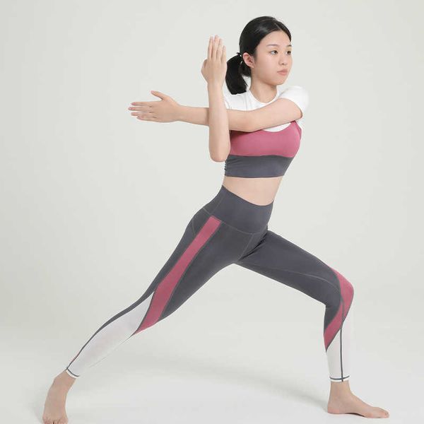 piece two fitness yoga suit with high elastic strength, Black;white