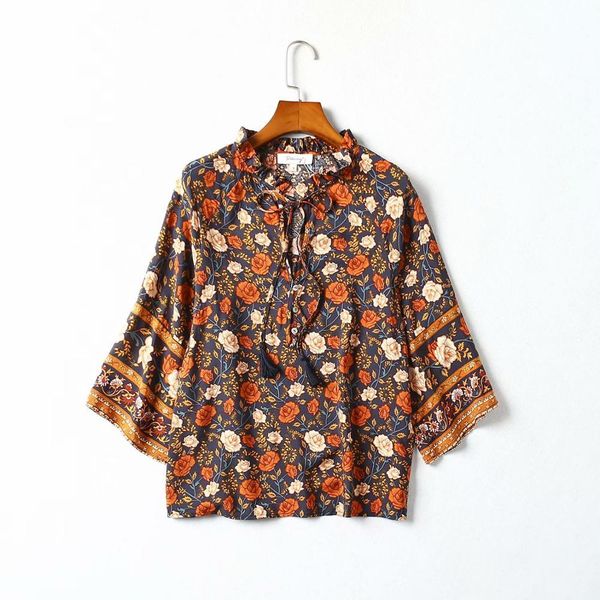 vintage flower print women v neck bow tie shirt autumn leisure lady three quarter sleeve blouse loose s6290 210430, White
vintage flower print women v neck bow tie shirt autumn leisure lady three quarter sleeve blouse loose s6290 210430, White