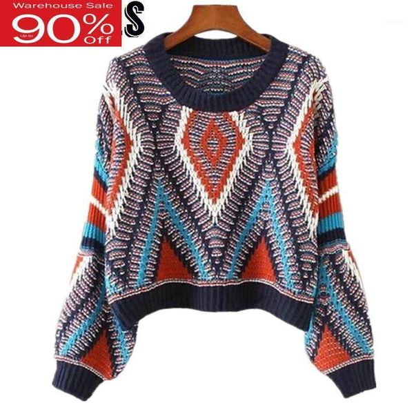 women's sweaters 2021 women cropped sweater o-neck lantern sleeves knitted pullovers boho aztec jumper pull femme hiver, White;black
women's sweaters 2021 women cropped sweater o-neck lantern sleeves knitted pullovers boho aztec jumper pull femme hiver, White;black