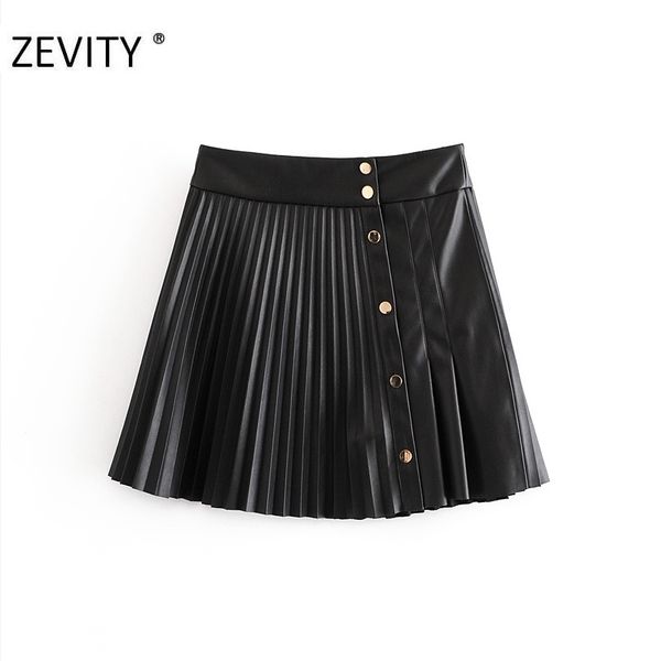 zevity new 2021 women chic fashion faux leather pleated mini skirt femme vintage patchwork metal snap button skirts mujer qun710, Black
zevity new 2021 women chic fashion faux leather pleated mini skirt femme vintage patchwork metal snap button skirts mujer qun710, Black