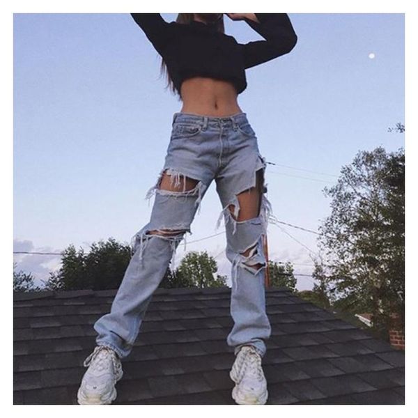 ripped high waist women denim pants ladies straight trousers washed women's jeans slimming autumn casual female, Blue
ripped high waist women denim pants ladies straight trousers washed women's jeans slimming autumn casual female, Blue
