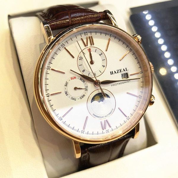 wristwatches hazeal 3 dial multifunction mens business watches brown leather fashion automatic mechanical watch clock, Slivery;brown
wristwatches hazeal 3 dial multifunction mens business watches brown leather fashion automatic mechanical watch clock, Slivery;brown