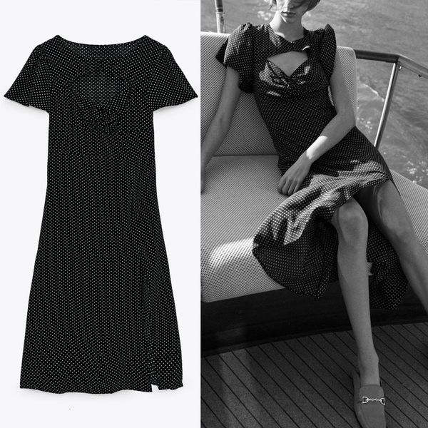 dresses za cut out dot party women short sleeve black midi summer woman chic side zip ruched vestidos, Black;gray
dresses za cut out dot party women short sleeve black midi summer woman chic side zip ruched vestidos, Black;gray