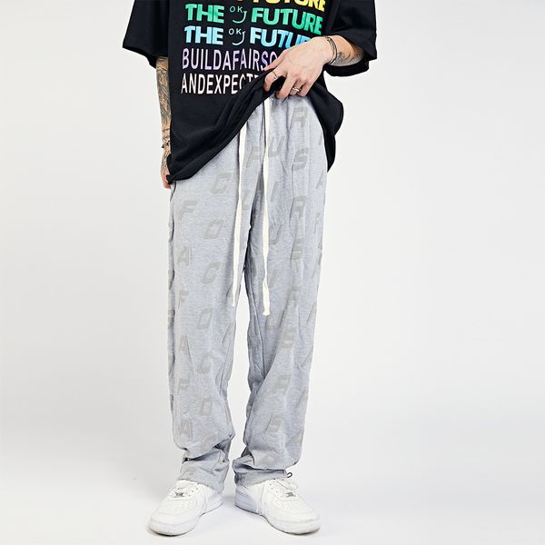 pants fashionable the wind letter manyin casual men's brand loose straight drawstring leggings, Black
pants fashionable the wind letter manyin casual men's brand loose straight drawstring leggings, Black