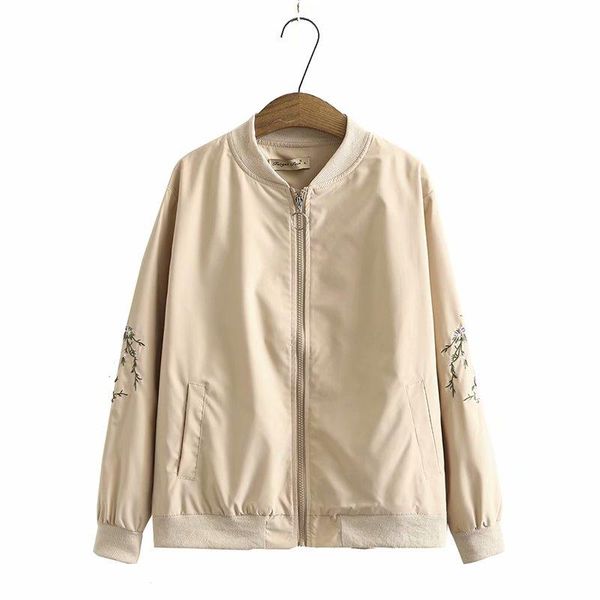 women's jackets plus size long embroidery sleeve stand collar women loose 2021 autumn casual ladies solid pink black zipper coats, Black;brown
women's jackets plus size long embroidery sleeve stand collar women loose 2021 autumn casual ladies solid pink black zipper coats, Black;brown