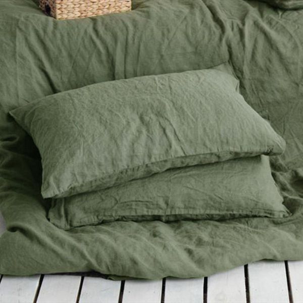 pillow case french pure linen pillowcase washed cases plain silky breathable durable fine natural flax 2pcs