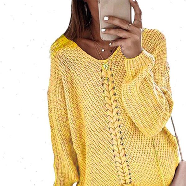 women sweater solid color v neck bandage long sleeve jumper spandex loose womens jersey mujer, White;black
women sweater solid color v neck bandage long sleeve jumper spandex loose womens jersey mujer, White;black