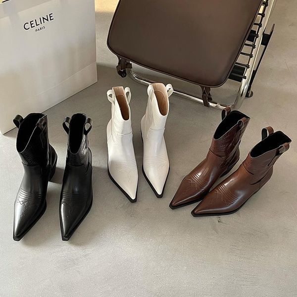 boots black/white/brown pointed toe women ankle sewing design slip on mid calf booties shallow fashion winter woman 39
boots black/white/brown pointed toe women ankle sewing design slip on mid calf booties shallow fashion winter woman 39