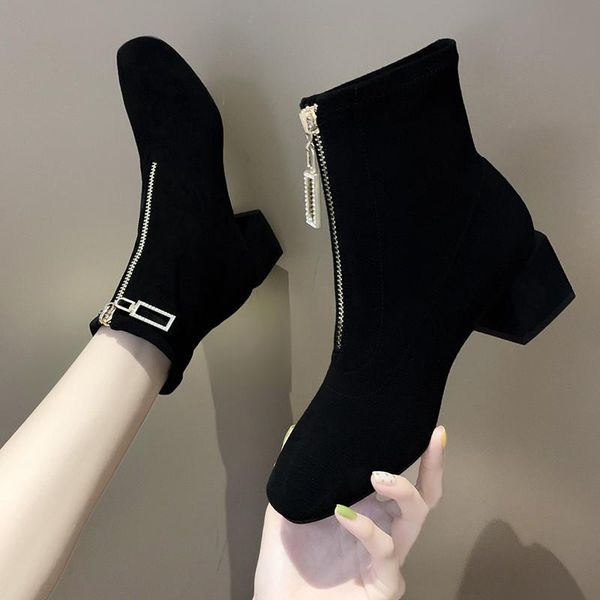 boots women platform front zipper ankle for 2021 fashion chunky heels winter shoes woman, Black
boots women platform front zipper ankle for 2021 fashion chunky heels winter shoes woman, Black