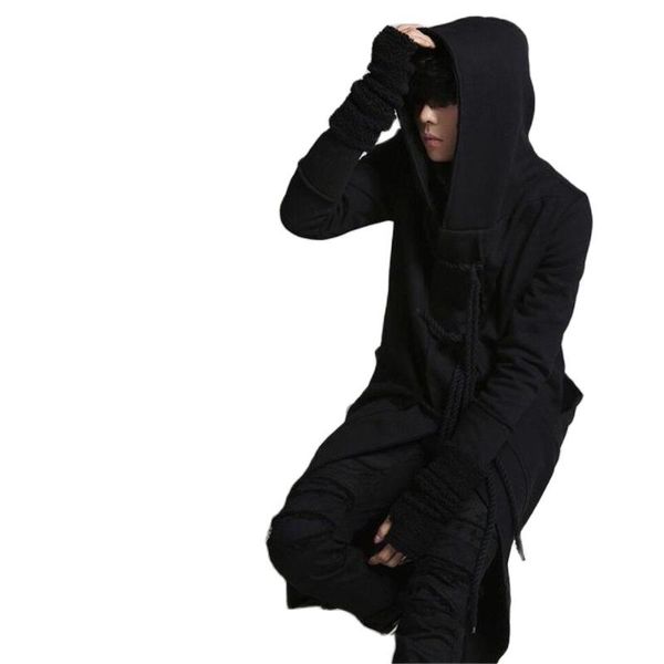 men's wool & blends winter men linen rope button hip hop long hoodie gothic hooded cloak nightclub dj singer punk rock stage costume ov, Black
men's wool & blends winter men linen rope button hip hop long hoodie gothic hooded cloak nightclub dj singer punk rock stage costume ov, Black
