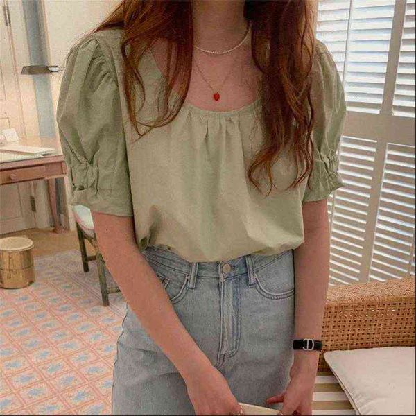 grass green women blouses summer chic solid cotton leisure sweet casual loose short sleeves, White
grass green women blouses summer chic solid cotton leisure sweet casual loose short sleeves, White