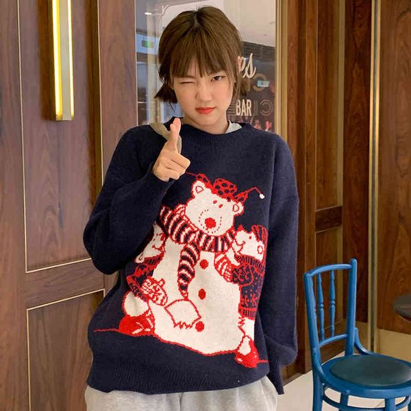 womens knitted sweater autumn and winter loose korean style female cartoon bear sweaters and pullovers womens (c8189) 210423, White;black
womens knitted sweater autumn and winter loose korean style female cartoon bear sweaters and pullovers womens (c8189) 210423, White;black