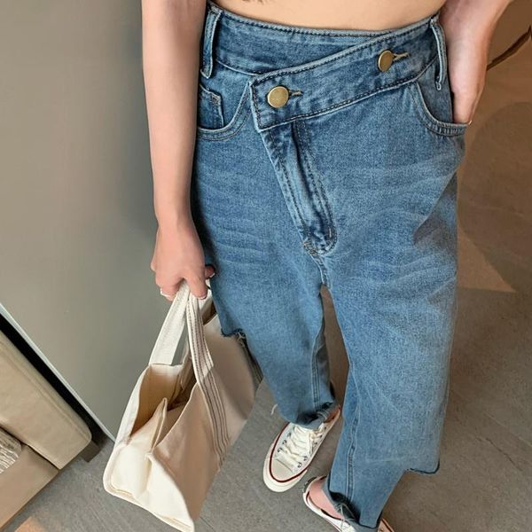women's jeans ripped hole for women high waist korean irregular female loose vintage straight pants 2021 streetwear, Blue
women's jeans ripped hole for women high waist korean irregular female loose vintage straight pants 2021 streetwear, Blue