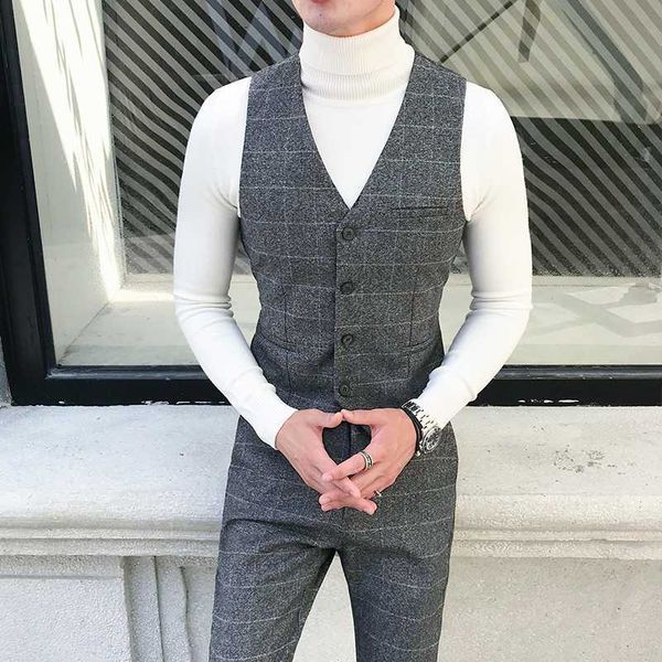 men's vests mens single breasted vest men plaid dress wedding suit waistcoat male red gray casual gilet slim fit business man 24mn, Black;white
men's vests mens single breasted vest men plaid dress wedding suit waistcoat male red gray casual gilet slim fit business man 24mn, Black;white