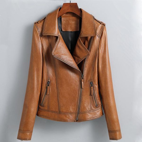 women's leather & faux haining sheep skin female 2021 short suit lapel locomotive jacket coat of cultivate morality, Black
women's leather & faux haining sheep skin female 2021 short suit lapel locomotive jacket coat of cultivate morality, Black