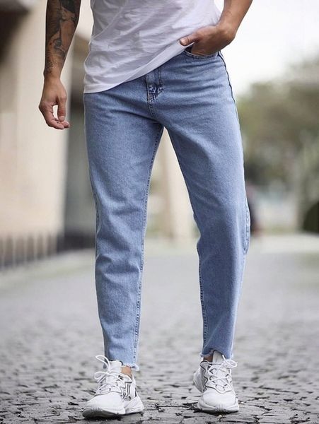 men slant pocket raw cut jeans 43ac#, Blue
men slant pocket raw cut jeans 43ac#, Blue